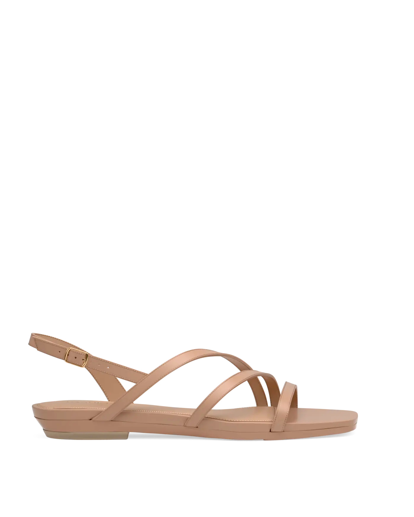 Gia Sandal - Latte Leather Flat