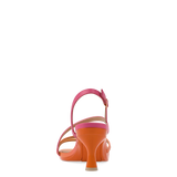 an orange and pink ombre, strappy, open toe, kitten stiletto heel sandal