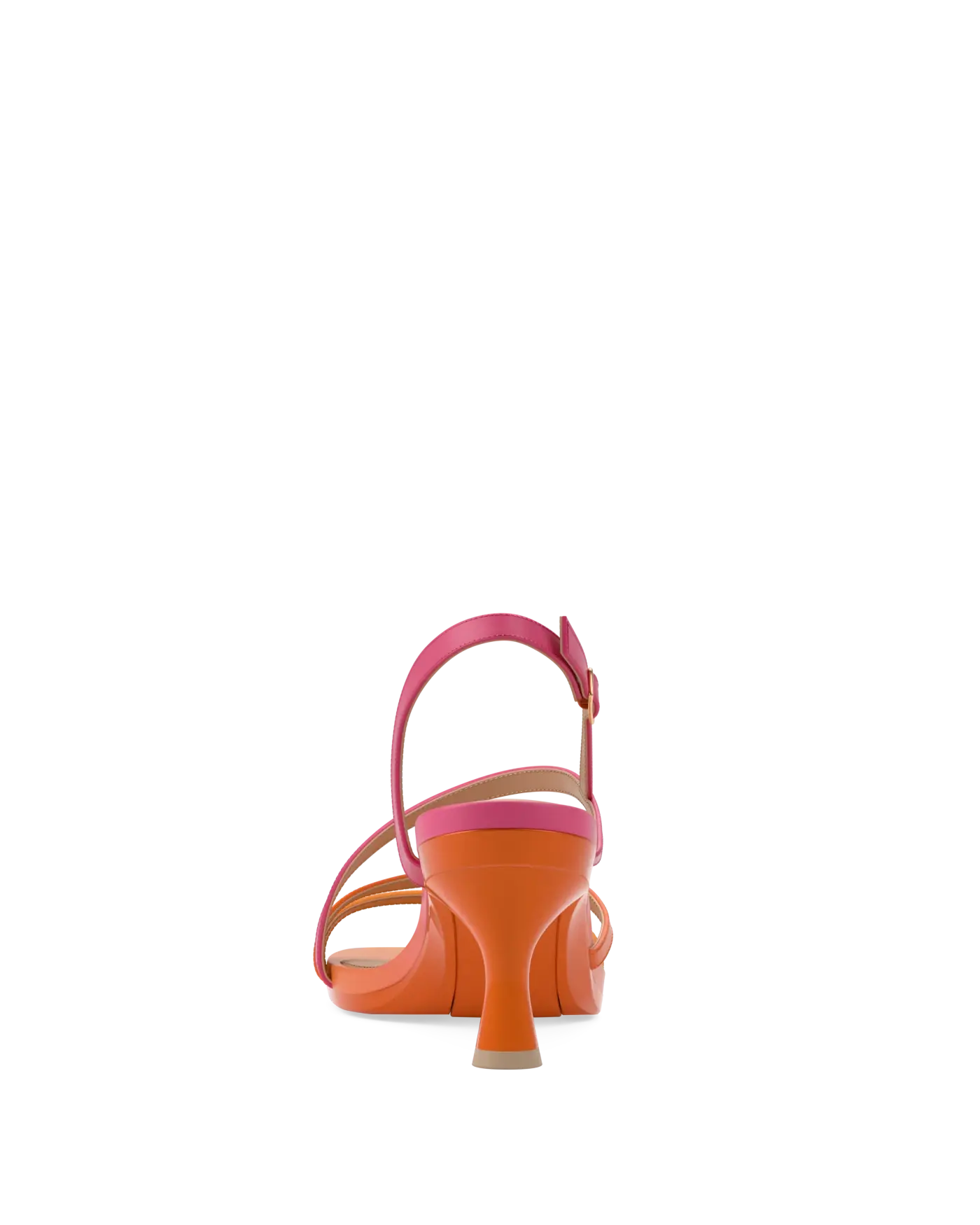 an orange and pink ombre, strappy, open toe, kitten stiletto heel sandal