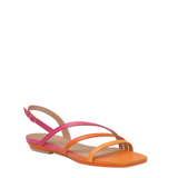 an orange and pink ombre, strappy, open toe, flat sandal