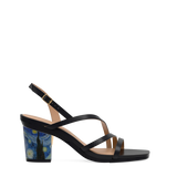 Block Heel Kit 3 Van Gogh Print shown on the Gia Coal Leather upper. Pashion convertible heels go from heel to flat and are customizable with interchangeable heel kits.