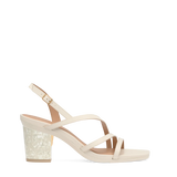 Block Heel Kit 3 Mother of Pearl shown on the Gia Ivory Leather upper. Pashion convertible heels go from heel to flat and are customizable with interchangeable heel kits.