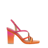 Block Heel Kit 4 Miami Sunset shown on the Gia Sunset Leather upper. Pashion convertible heels go from heel to flat and are customizable with interchangeable heel kits.