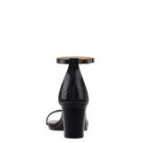 Gigi Sandal - Coal Black Crocodile 3 Block