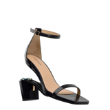 Gigi Sandal - Coal Black Crocodile 3 Block