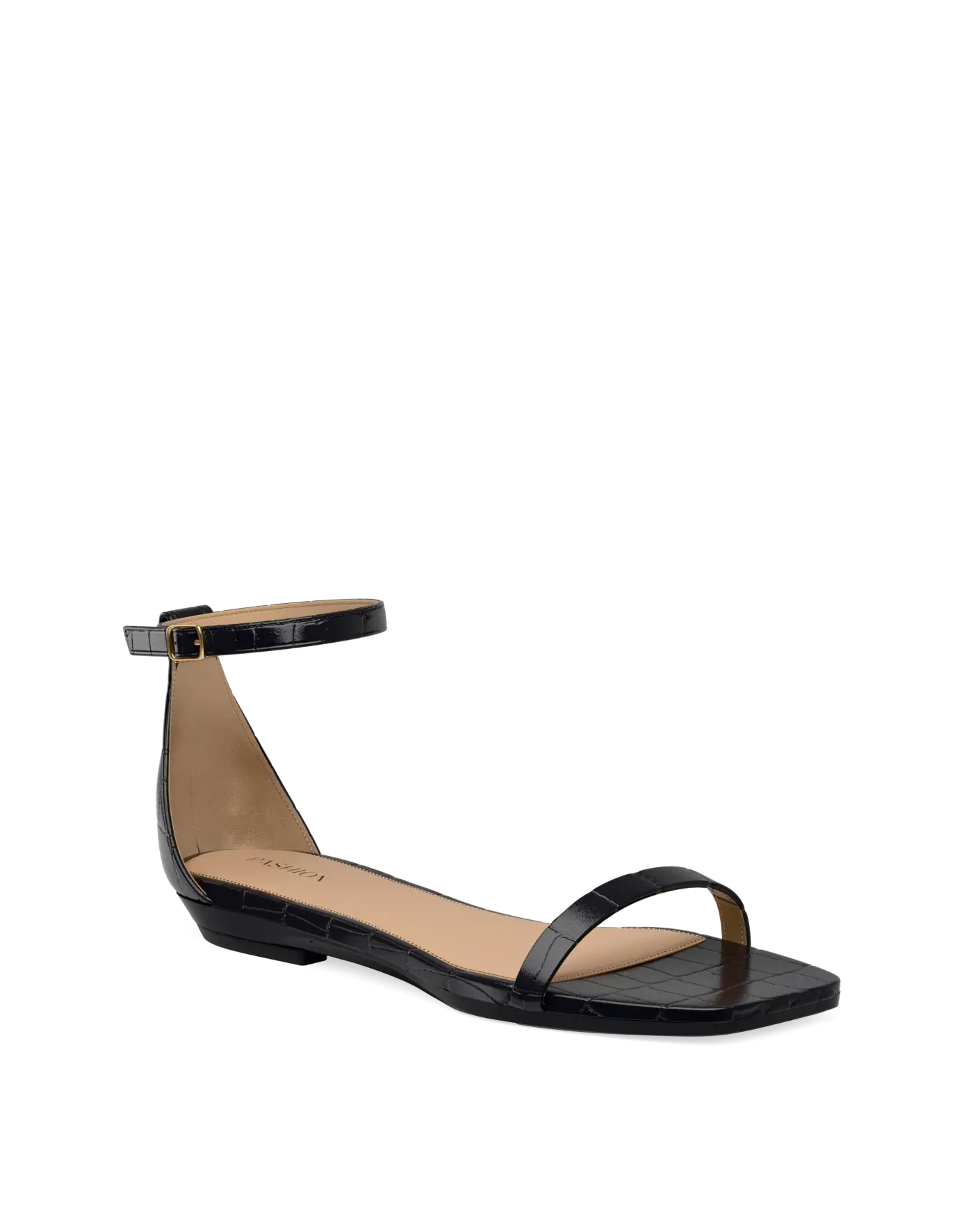 Gigi Sandal - Coal Black Crocodile 3 Block