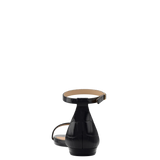 Gigi Sandal - Coal Black Crocodile Flat