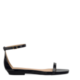 Gigi Sandal - Coal Black Crocodile Flat