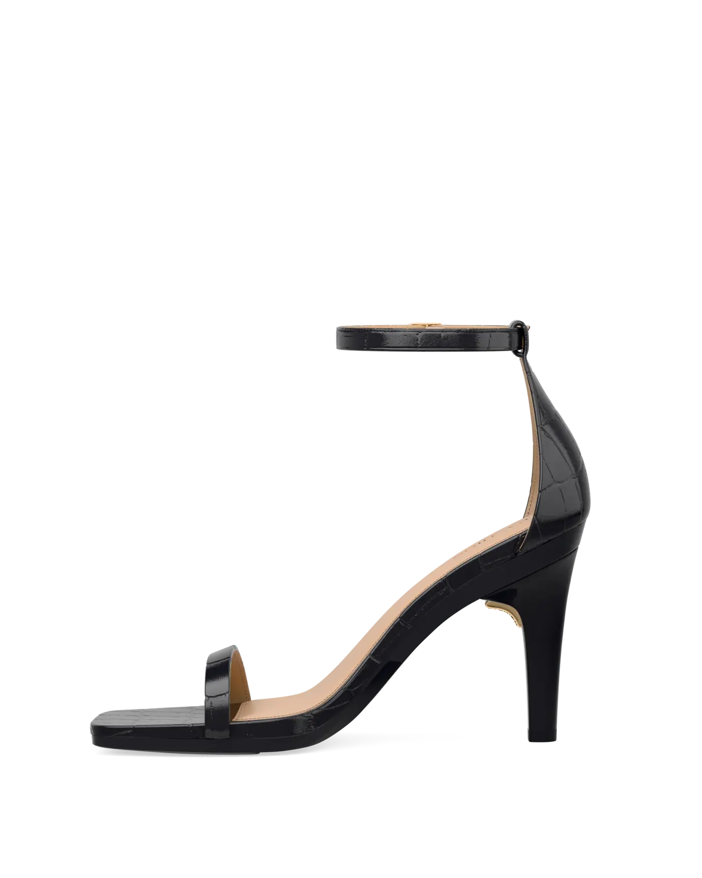 Gigi Sandal - Coal Black Crocodile 4 Stiletto