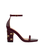 Block Heel Kit 4 Cherry Mocha Bow Charm shown on the Gigi Cherry Mocha Patent upper. Pashion convertible heels go from heel to flat and are customizable with interchangeable heel kits.