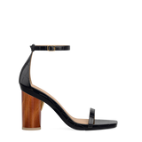 Cylinder Block Heel Kit 4 Wood shown on the Gigi Coal Crocodile upper. Pashion convertible heels go from heel to flat and are customizable with interchangeable heel kits.