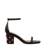 Block Heel Kit 3 Ladybug Charm shown on the Gigi Coal Leather upper. Pashion convertible heels go from heel to flat and are customizable with interchangeable heel kits.