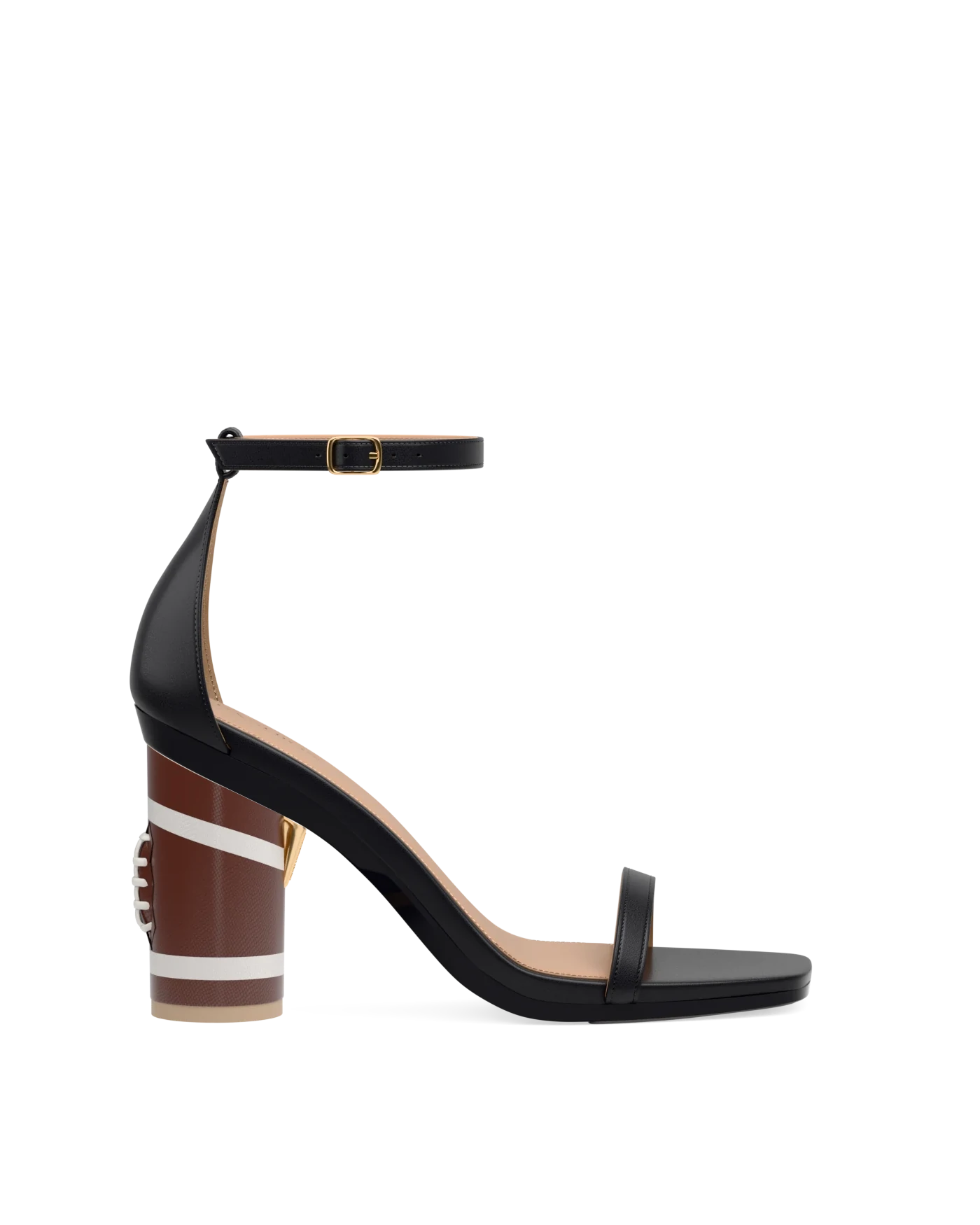Cylinder Block Heel Kit 4 Football shown on the Gigi Coal Leather upper. Pashion convertible heels go from heel to flat and are customizable with interchangeable heel kits.