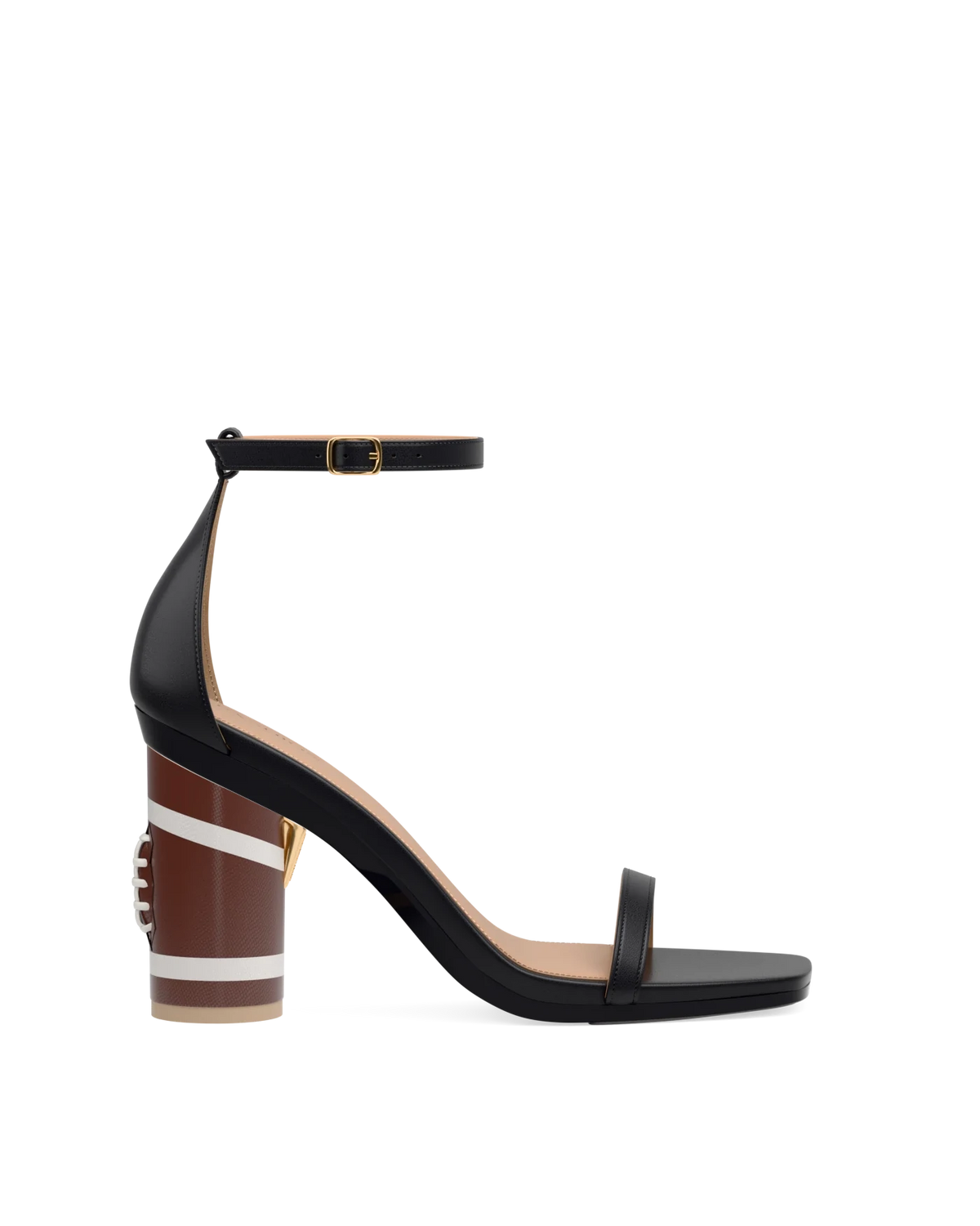 Cylinder Block Heel Kit 4 Football shown on the Gigi Coal Leather upper. Pashion convertible heels go from heel to flat and are customizable with interchangeable heel kits.