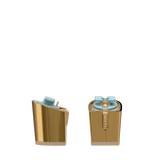 Block Heel Kit 3 Gold Metallic, 3-inch interchangeable block heel, side view. Pashion convertible heels go from heel to flat and are customizable with interchangeable heel kits.