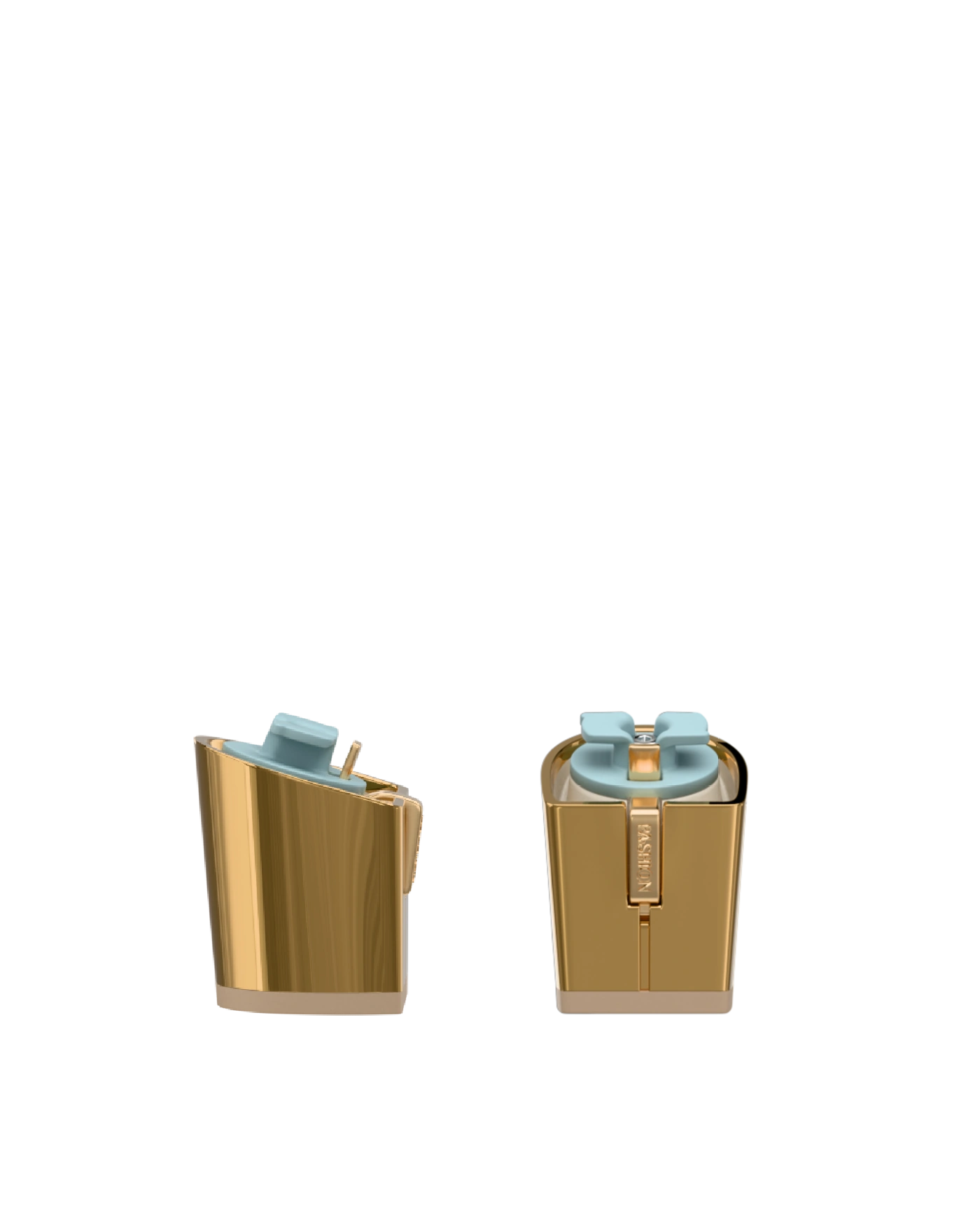 Block Heel Kit 3 Gold Metallic, 3-inch interchangeable block heel, side view. Pashion convertible heels go from heel to flat and are customizable with interchangeable heel kits.