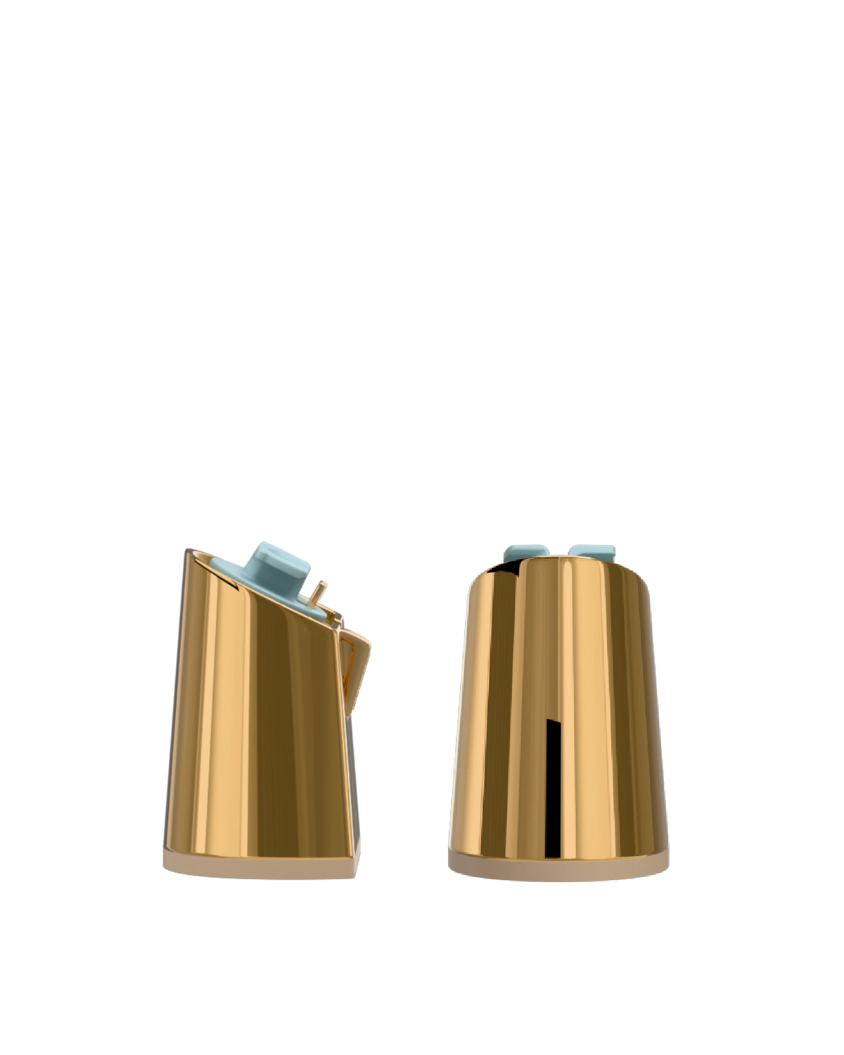 Flare Block Heel Kit 4 Gold Metallic, back view. Pashion convertible heels go from heel to flat and are customizable with interchangeable heel kits.