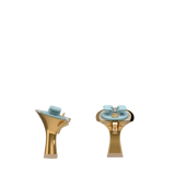 Flare Stiletto Heel Kit 3 Gold Metallic, 3-inch interchangeable flare stiletto heel, side view. Pashion convertible heels go from heel to flat and are customizable with interchangeable heel kits.