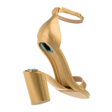 Stelo - Gold Metallic, detail view. Pashion convertible heels go from heel to flat and are customizable with interchangeable heel kits.