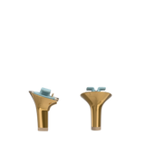 Stiletto Heel Kit 3 Gold Metallic, back view. Pashion convertible heels go from heel to flat and are customizable with interchangeable heel kits.