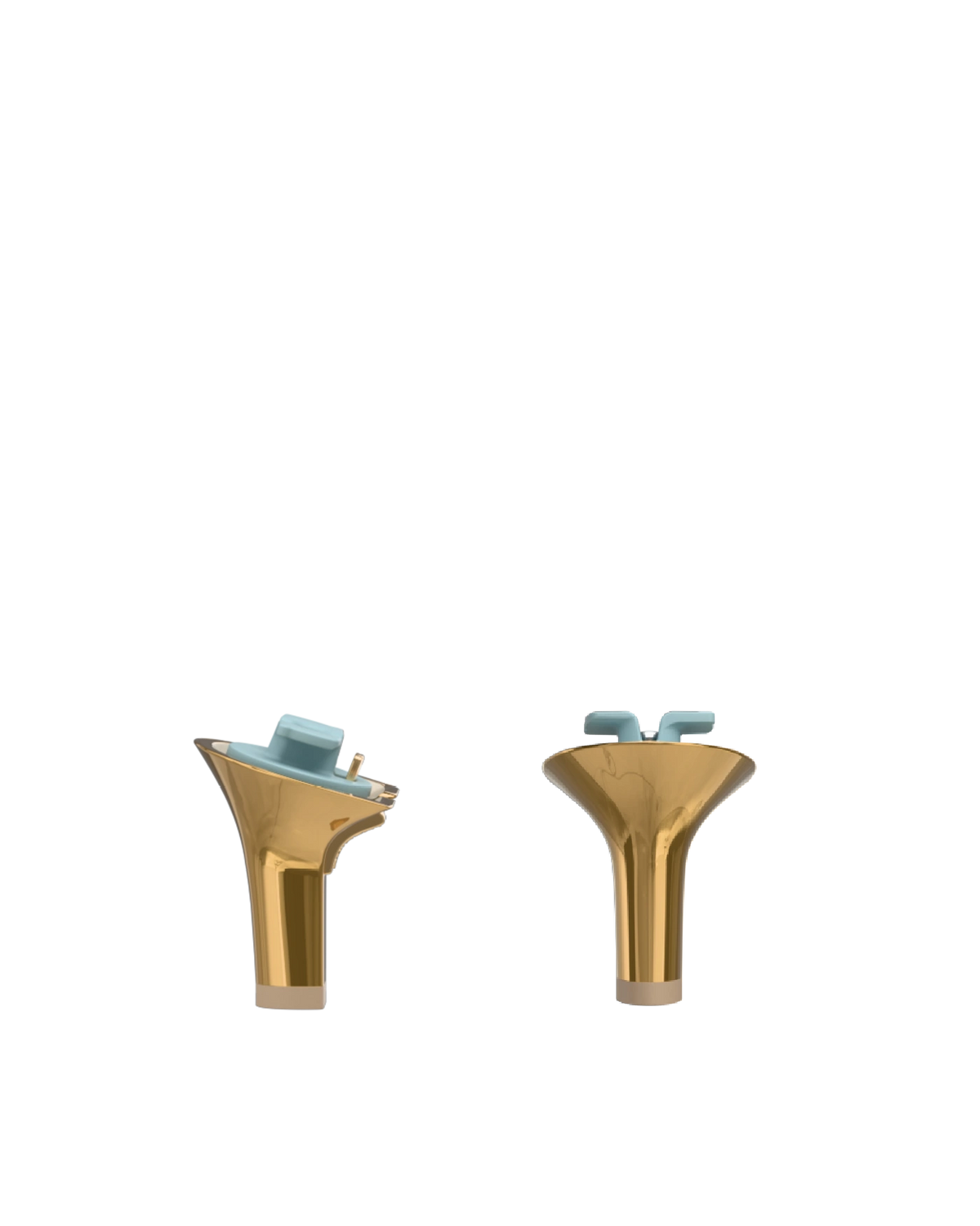 Stiletto Heel Kit 3 Gold Metallic, back view. Pashion convertible heels go from heel to flat and are customizable with interchangeable heel kits.