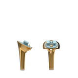 Stiletto Heel Kit 4 Gold Metallic, 4-inch interchangeable stiletto heel, side view. Pashion convertible heels go from heel to flat and are customizable with interchangeable heel kits.
