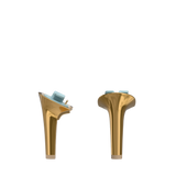 Stiletto Heel Kit 4 Gold Metallic, back view. Pashion convertible heels go from heel to flat and are customizable with interchangeable heel kits.