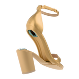 Stelo - Matte Gold, detail view. Pashion convertible heels go from heel to flat and are customizable with interchangeable heel kits.