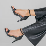 Haley Sandal - Coal Black Leather + Stiletto Heel Kit 3 Coal Black