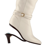 Harper Boot - Ivory Leather 3 Stiletto