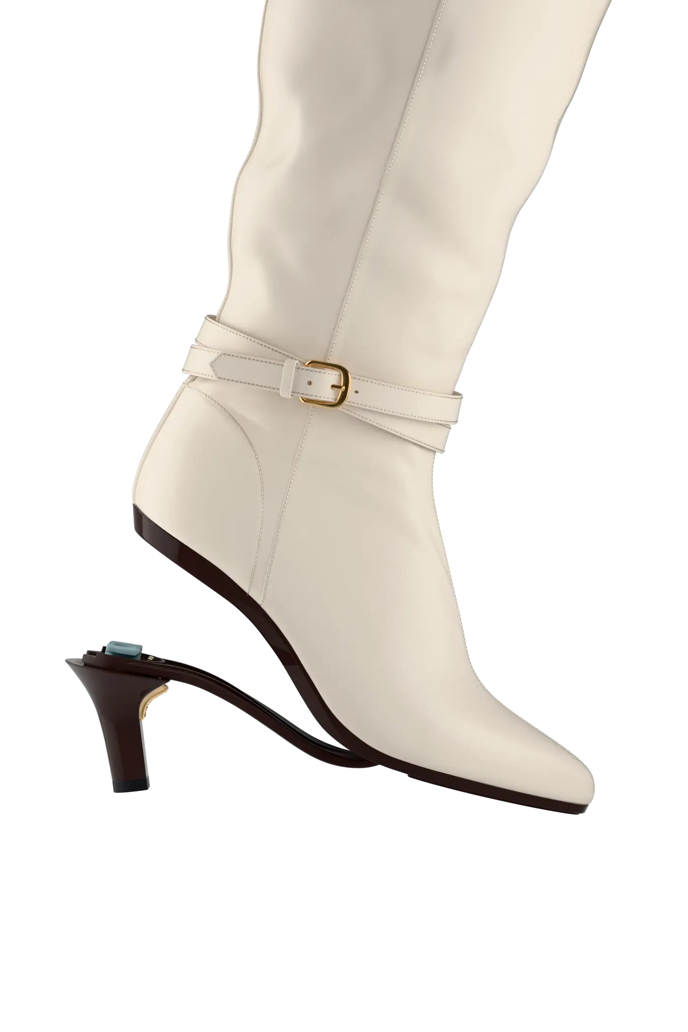 The Harper Boot - Ivory Leather 3 Stiletto