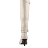 Harper Boot - Ivory Leather 3 Stiletto