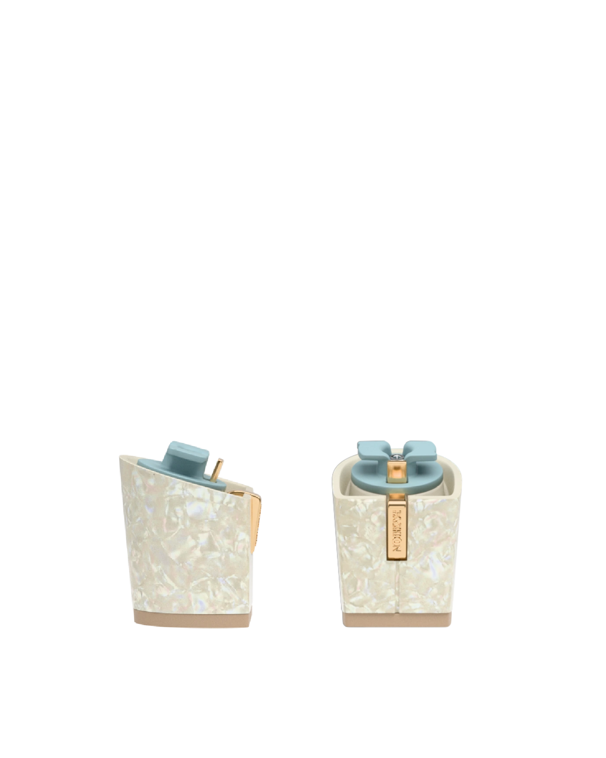 Block Heel Kit 3 Iridescent Mother of Pearl, 3-inch interchangeable block heel. Pashion convertible heels go from heel to flat and are customizable with interchangeable heel kits.