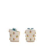 Block Heel Kit 3 Bee Charm, back view. Pashion convertible heels go from heel to flat and are customizable with interchangeable heel kits.