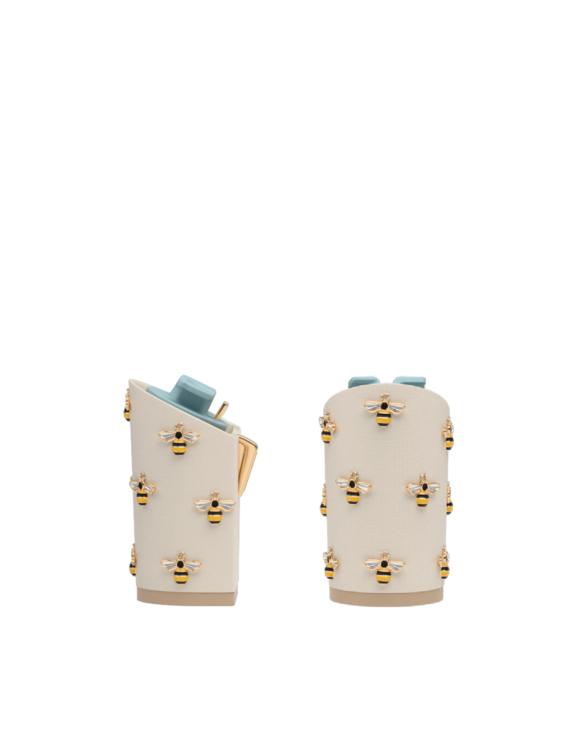 Block Heel Kit 4 Bee Charm, back view. Pashion convertible heels go from heel to flat and are customizable with interchangeable heel kits.