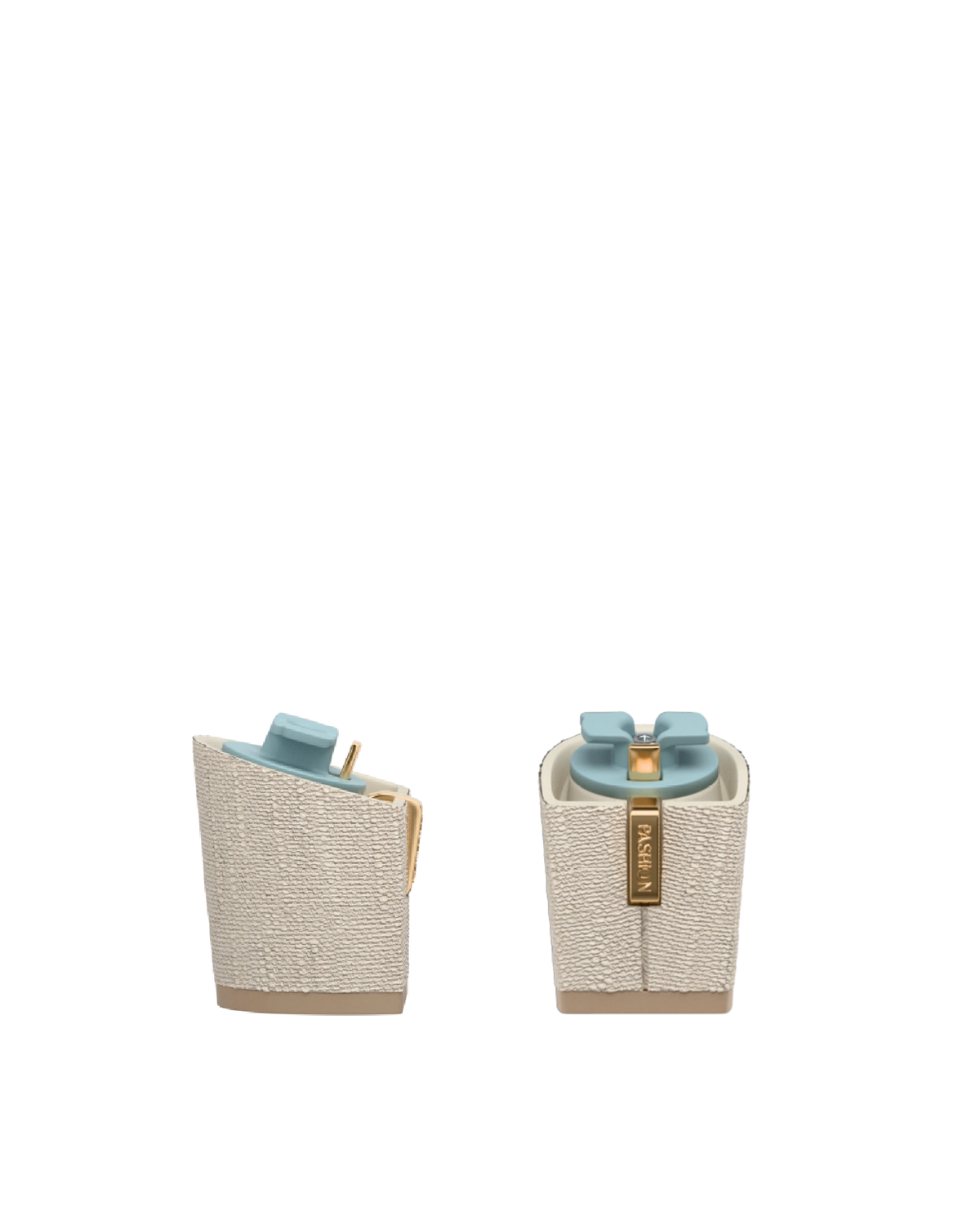 Block Heel Kit 3 Ivory Linen, 3-inch interchangeable block heel. Pashion convertible heels go from heel to flat and are customizable with interchangeable heel kits.