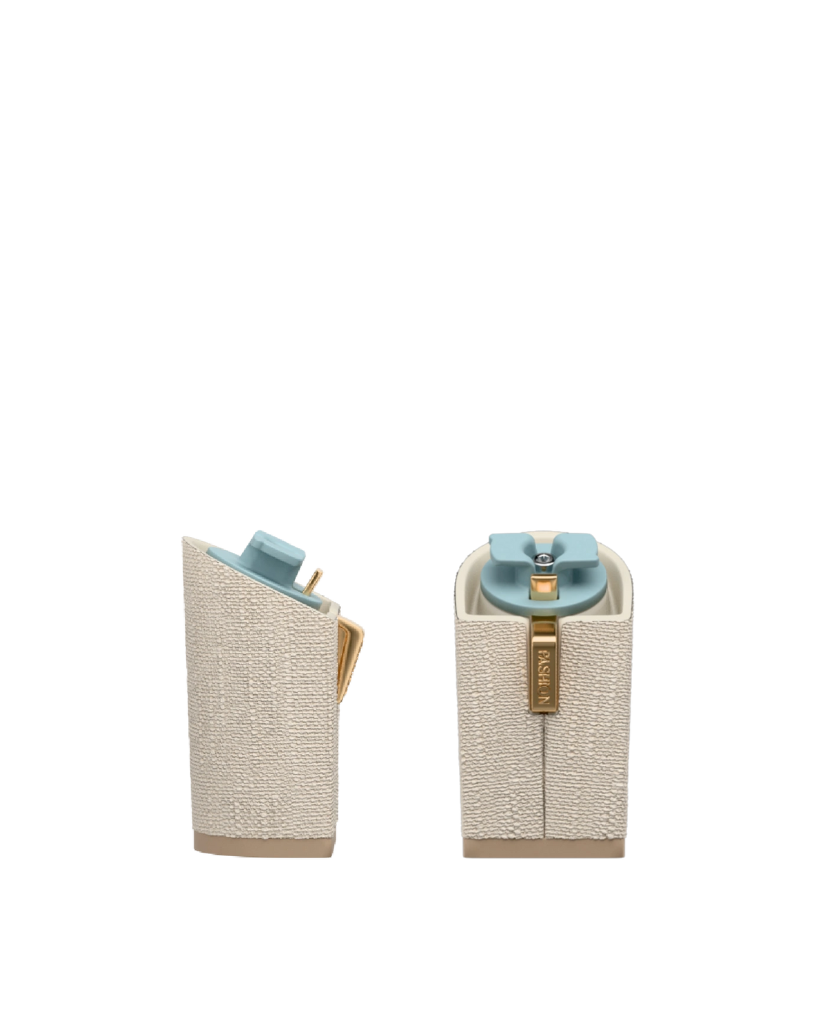 Block Heel Kit 4 Ivory Linen, 4-inch interchangeable block heel. Pashion convertible heels go from heel to flat and are customizable with interchangeable heel kits.