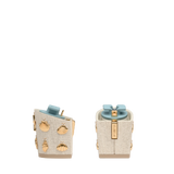 Block Heel Kit 3 Linen Gold Seashell Charm, 3-inch interchangeable block heel. Pashion convertible heels go from heel to flat and are customizable with interchangeable heel kits.