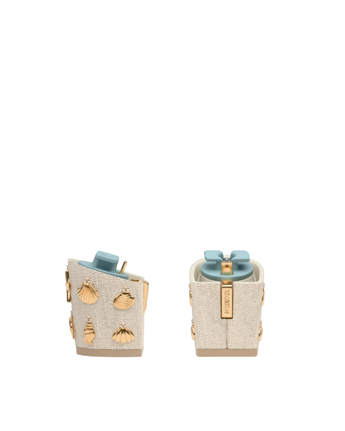 Block Heel Kit 3 Linen Gold Seashell Charm, 3-inch interchangeable block heel. Pashion convertible heels go from heel to flat and are customizable with interchangeable heel kits.