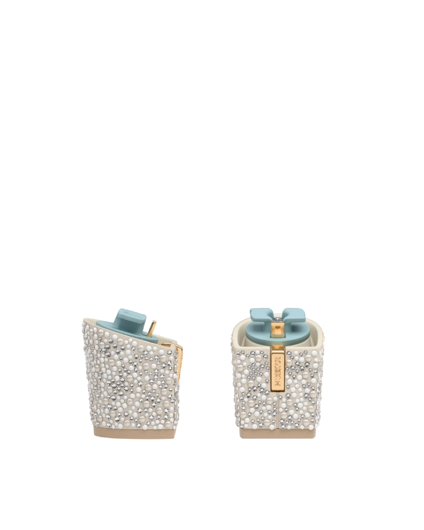 Block Heel Kit 3 Ivory Pearl & Rhinestone, 3-inch interchangeable block heel. Pashion convertible heels go from heel to flat and are customizable with interchangeable heel kits.
