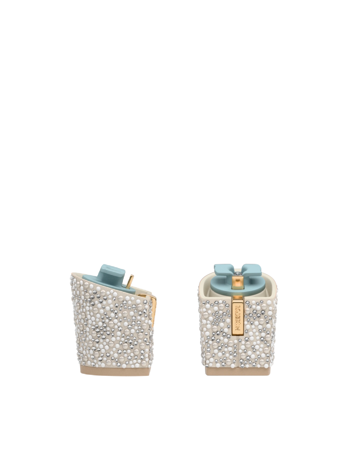 Block Heel Kit 3 Ivory Pearl & Rhinestone, 3-inch interchangeable block heel. Pashion convertible heels go from heel to flat and are customizable with interchangeable heel kits.