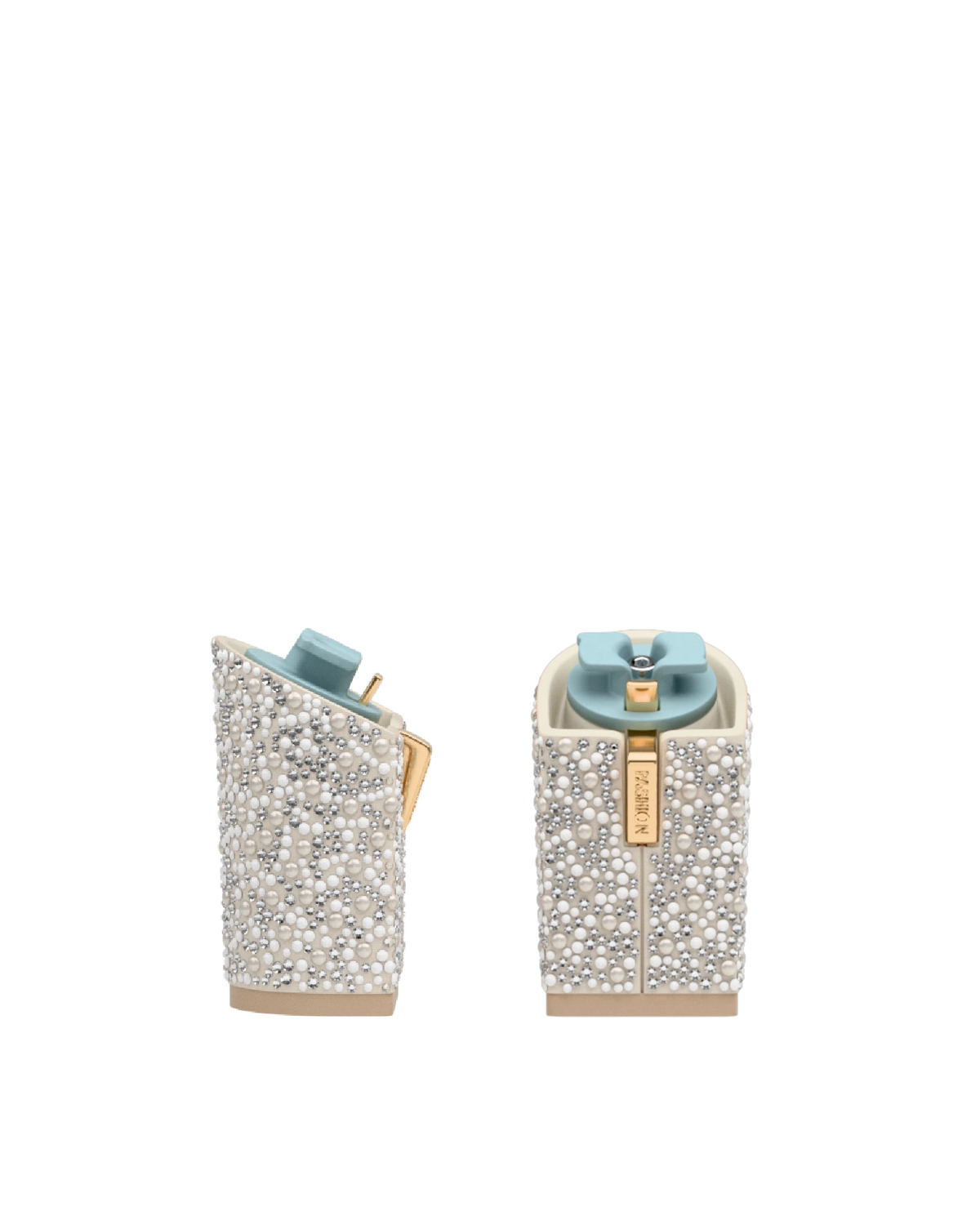Block Heel Kit 4 Ivory Pearl & Rhinestone, 4-inch interchangeable block heel. Pashion convertible heels go from heel to flat and are customizable with interchangeable heel kits.