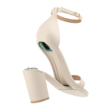 Stelo - Ivory, detail view. Pashion convertible heels go from heel to flat and are customizable with interchangeable heel kits.