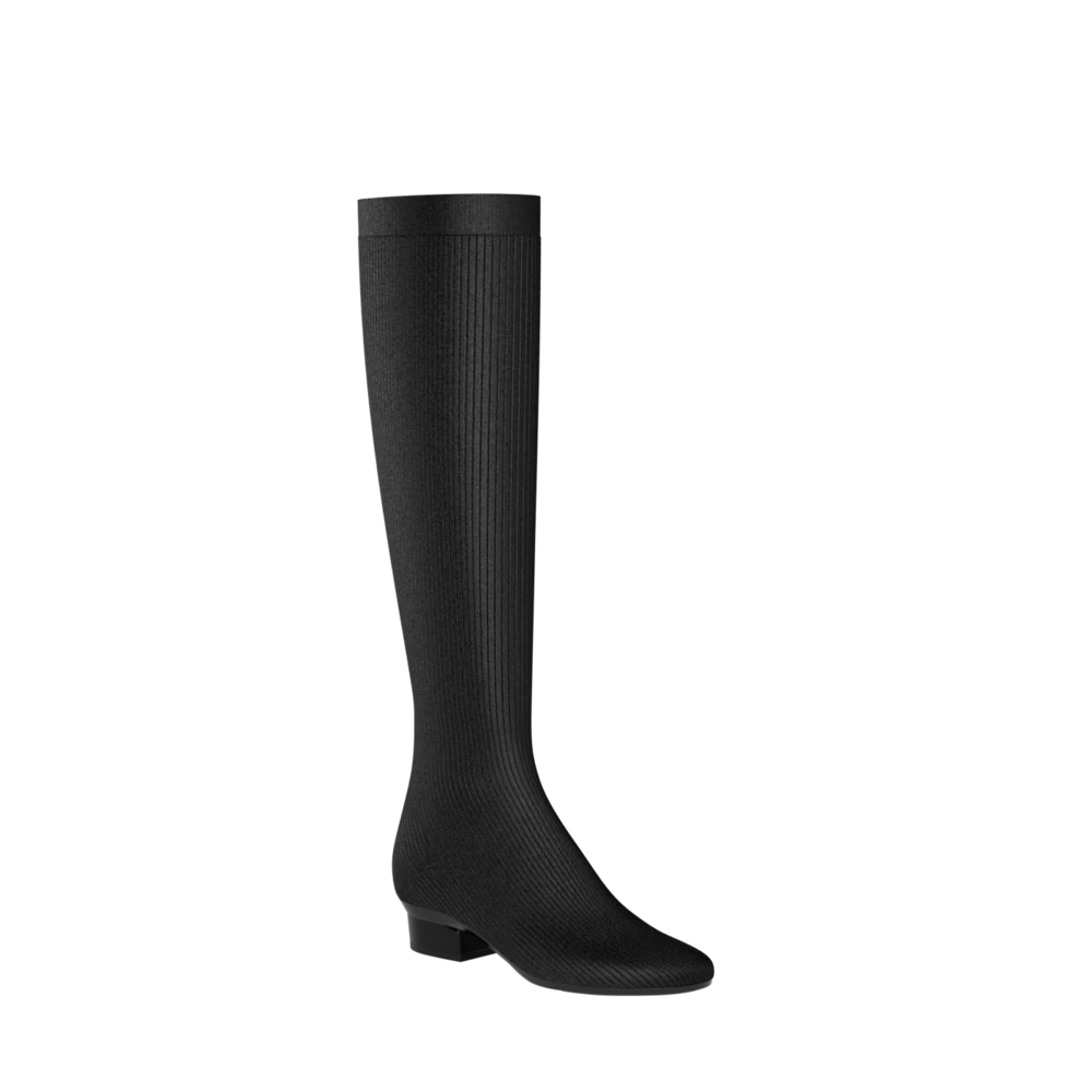 The Joanna Knee High Boot - Coal Knit 3 Stiletto