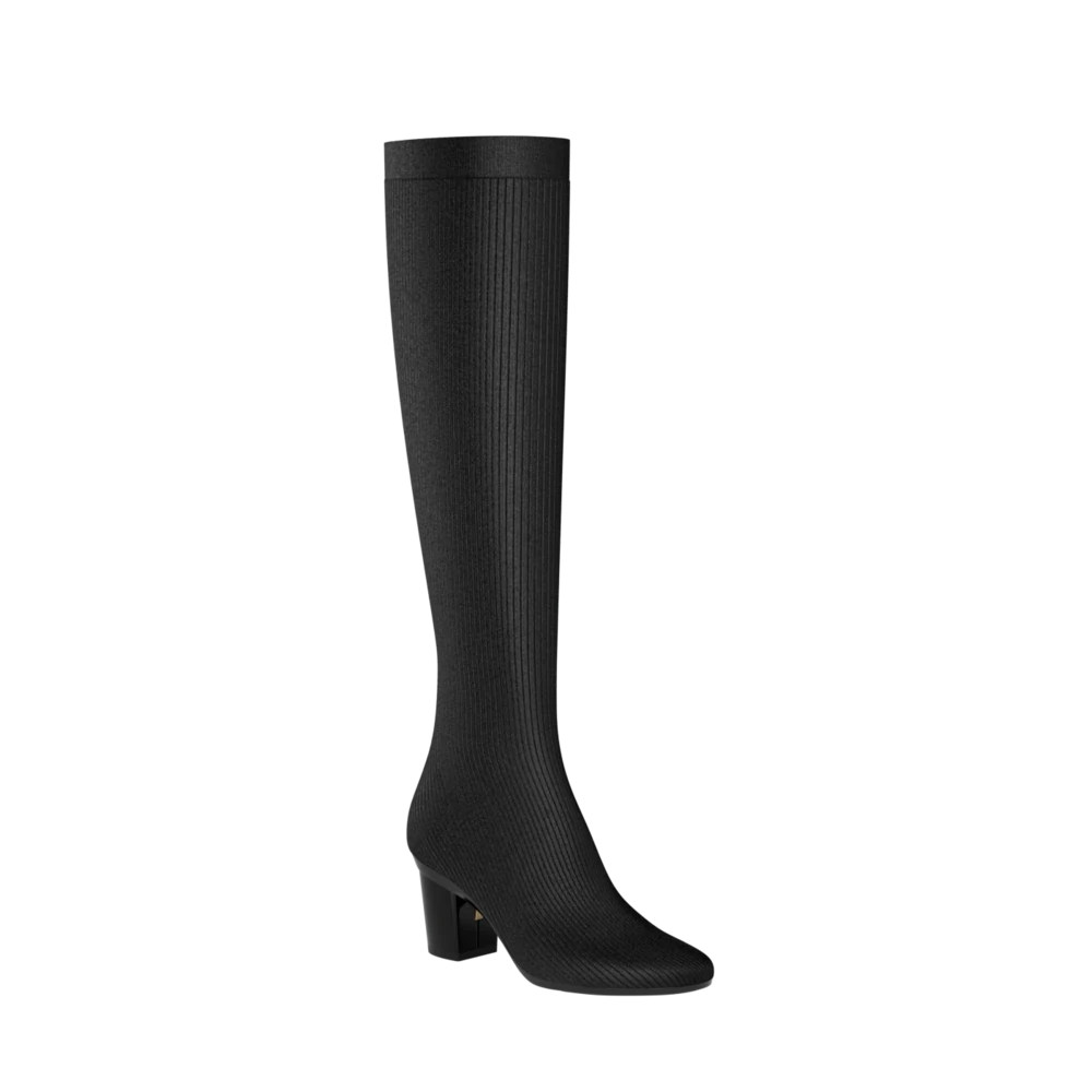 The Joanna Knee High Boot - Coal Knit 3 Block