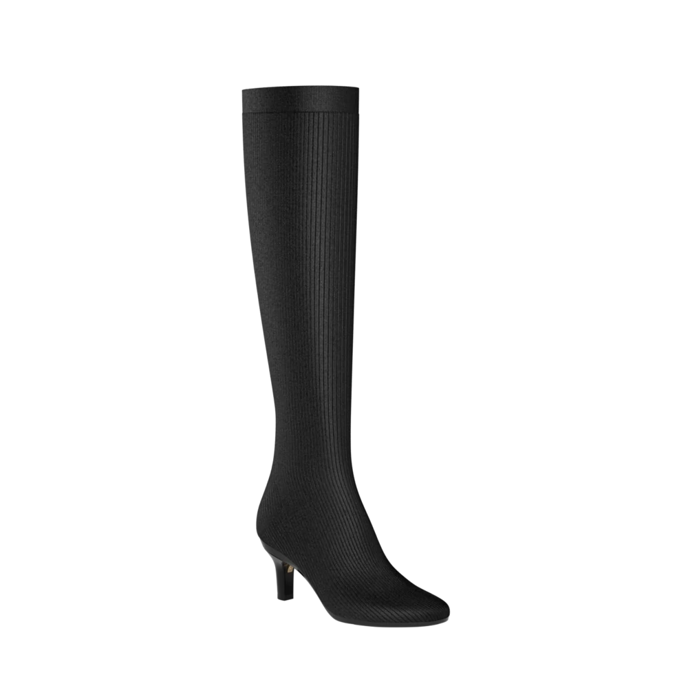 The Joanna Knee High Boot - Coal Knit 3 Stiletto