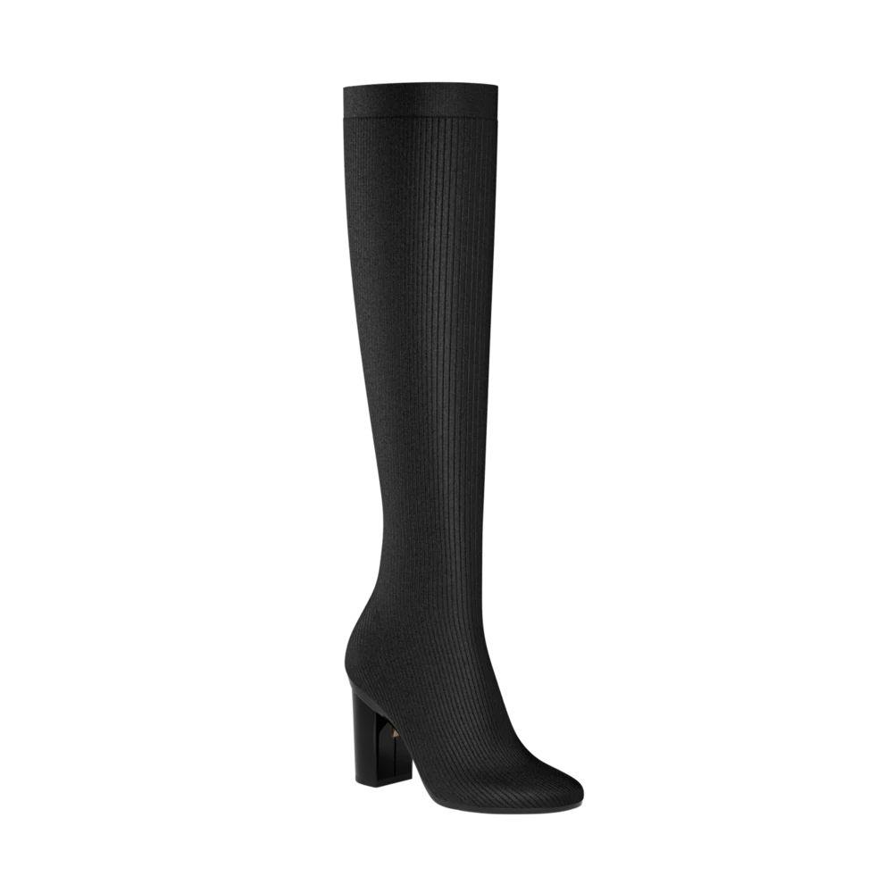 The Joanna Knee High Boot - Coal Knit 4 Block