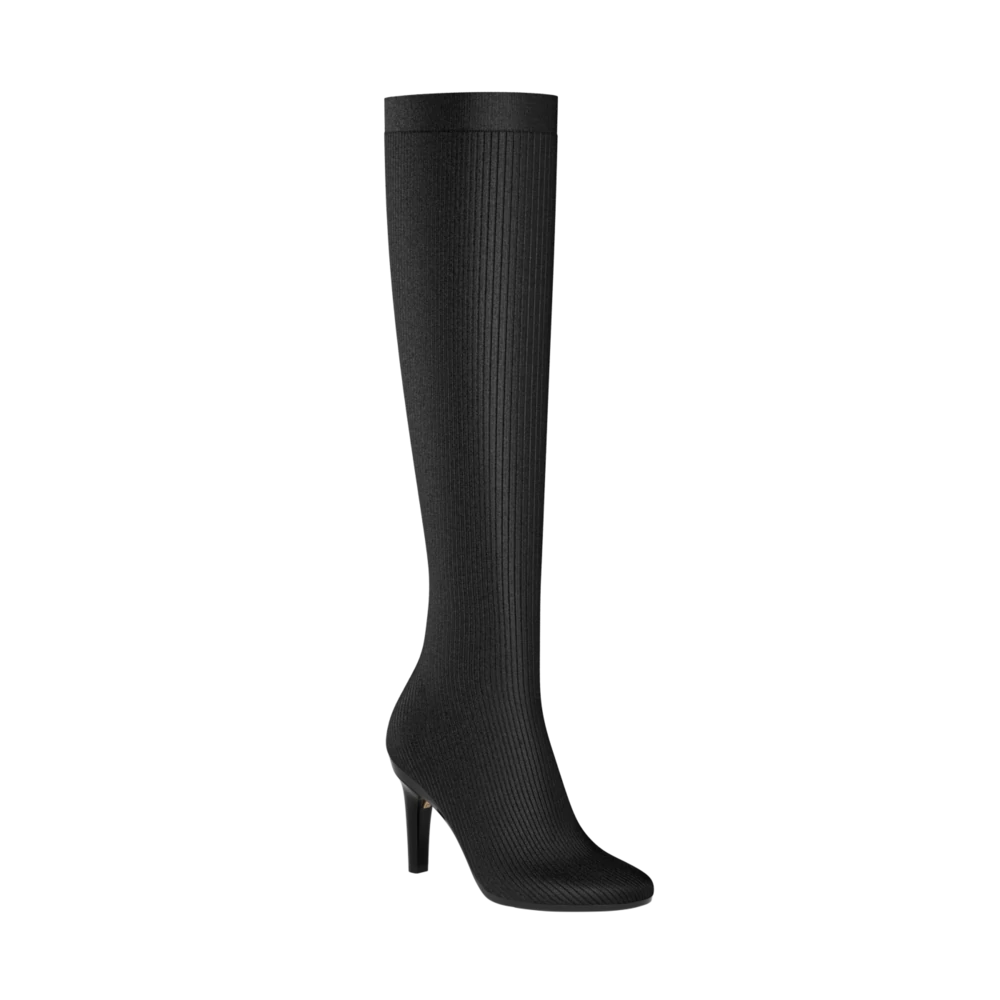 The Joanna Knee High Boot - Coal Knit 4 Stiletto