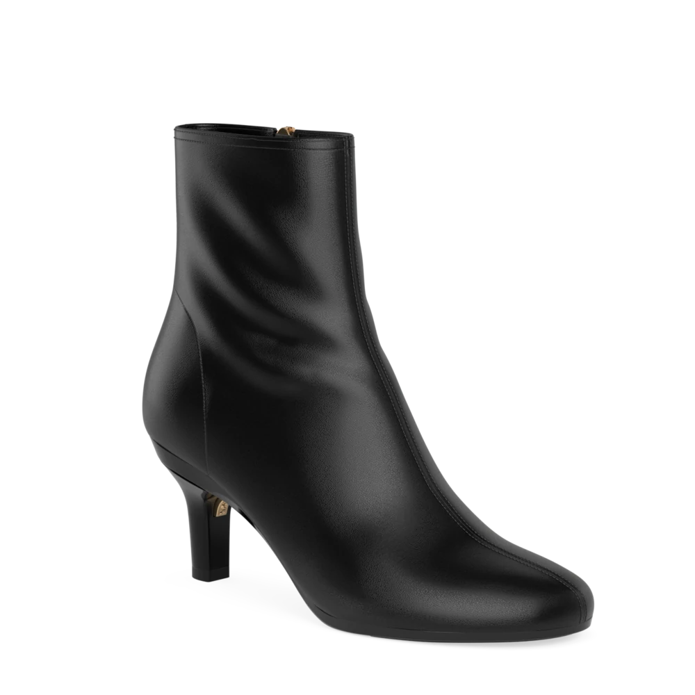 The Josie Bootie - Coal Stretch Leather 3 Stiletto