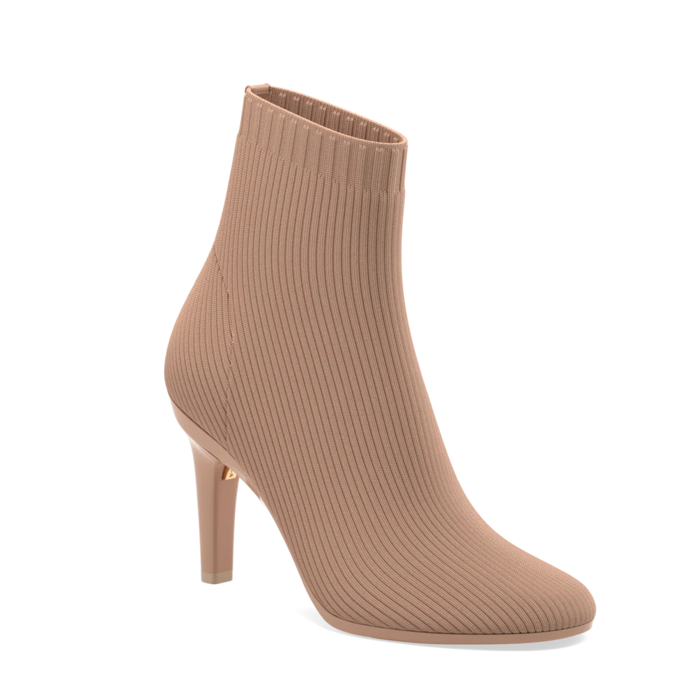 The Josie Bootie - Latte Knit 4 Stiletto